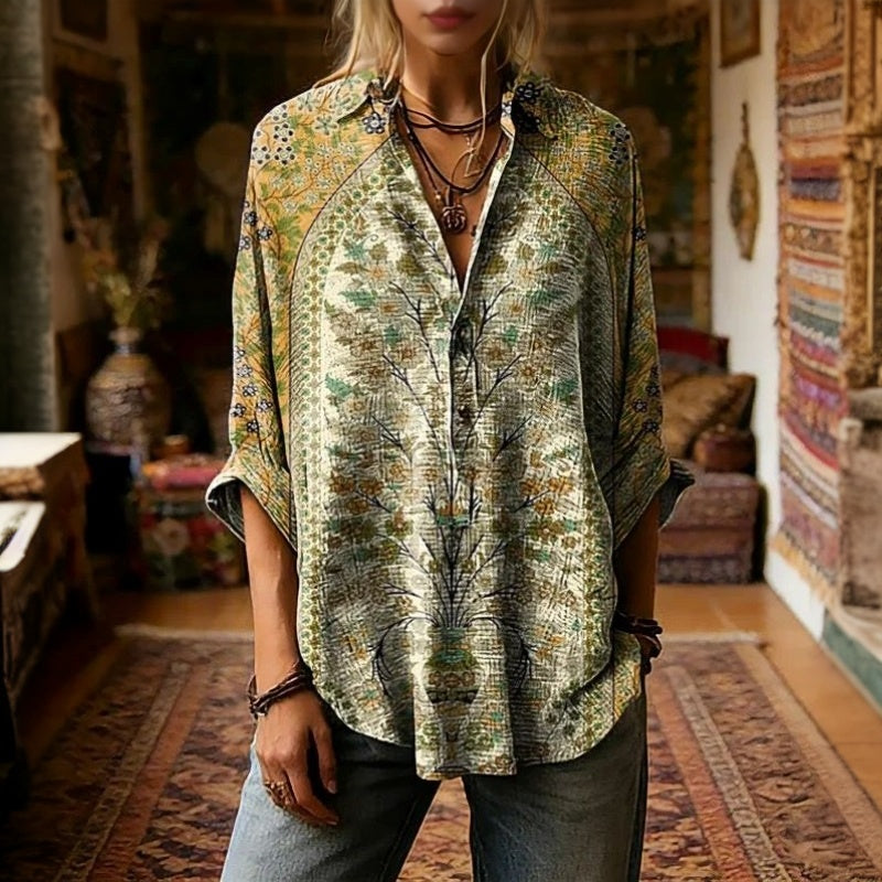 【Lange Mouwen】Vintage Bloemenprint Blouse