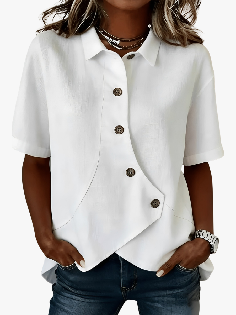 Women’s Linen-Blend Short-Sleeve Shirt