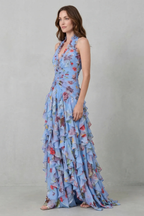 Felicity | Floral Ruffle Halter Maxi Dress