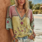 Vintage Blouse Met Bloemenprint