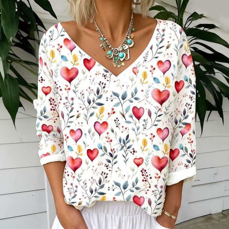 Casual T-Shirt Met Hartjesprint