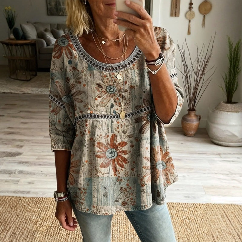 Vintage Bloemenprint Blouse