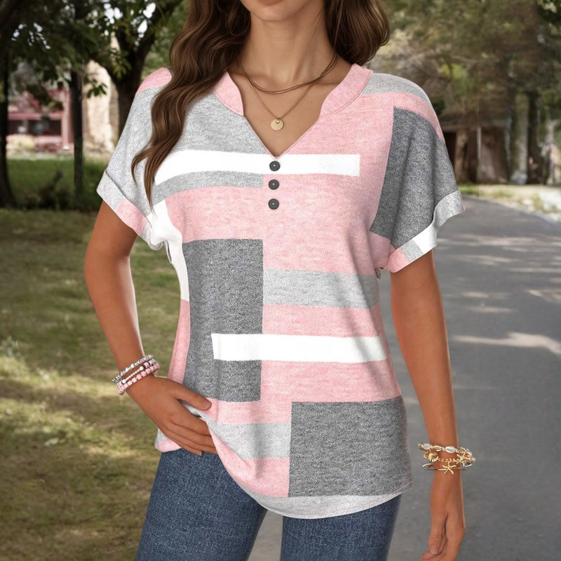 Casual Blouse Met Colourblocking