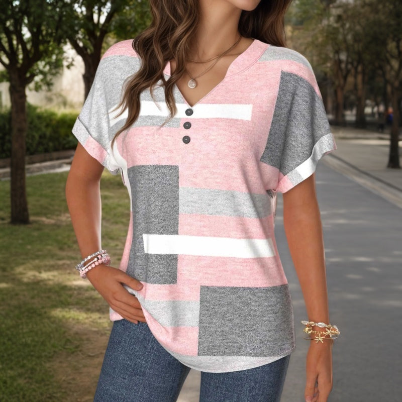 Casual Blouse Met Colourblocking