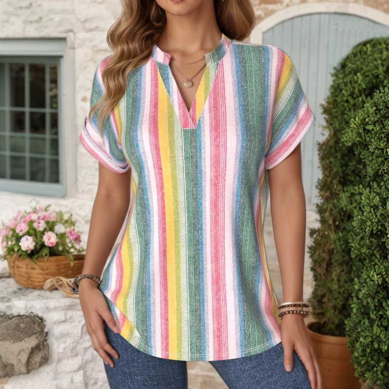 Vintage Kleurrijke Gestreepte Blouse