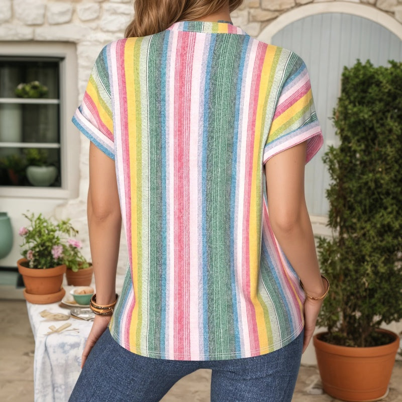 Vintage Kleurrijke Gestreepte Blouse