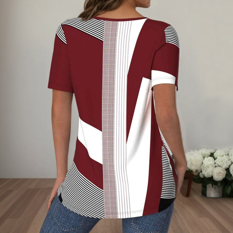 Gestreept T-Shirt Met Kleurblokken