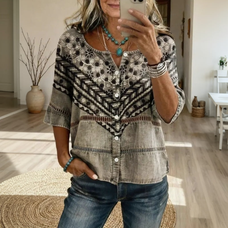 Vintage Bloemenprint Blouse
