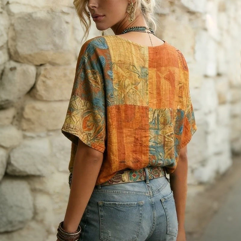 Vintage Blouse Met Libellenprint