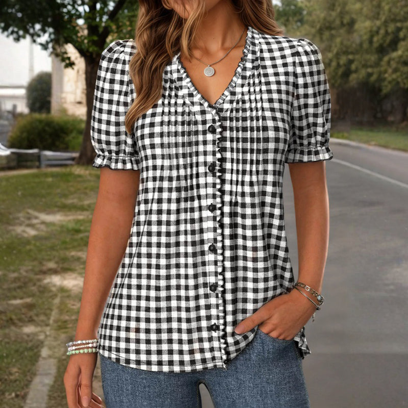 Casual Geruite Blouse