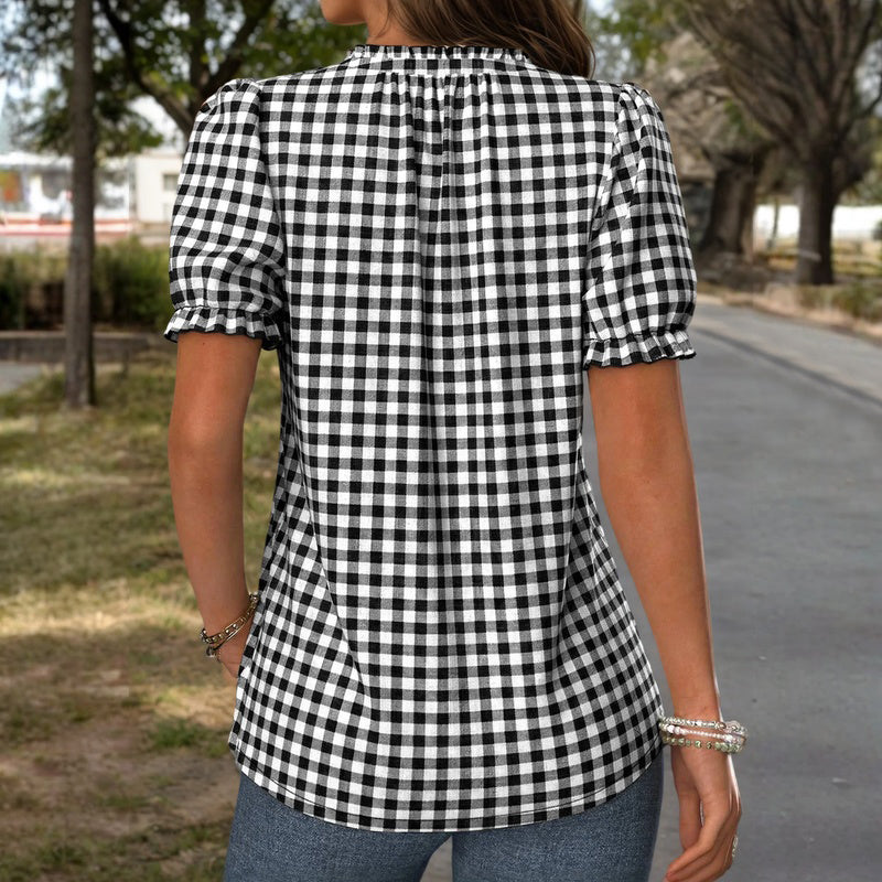 Casual Geruite Blouse