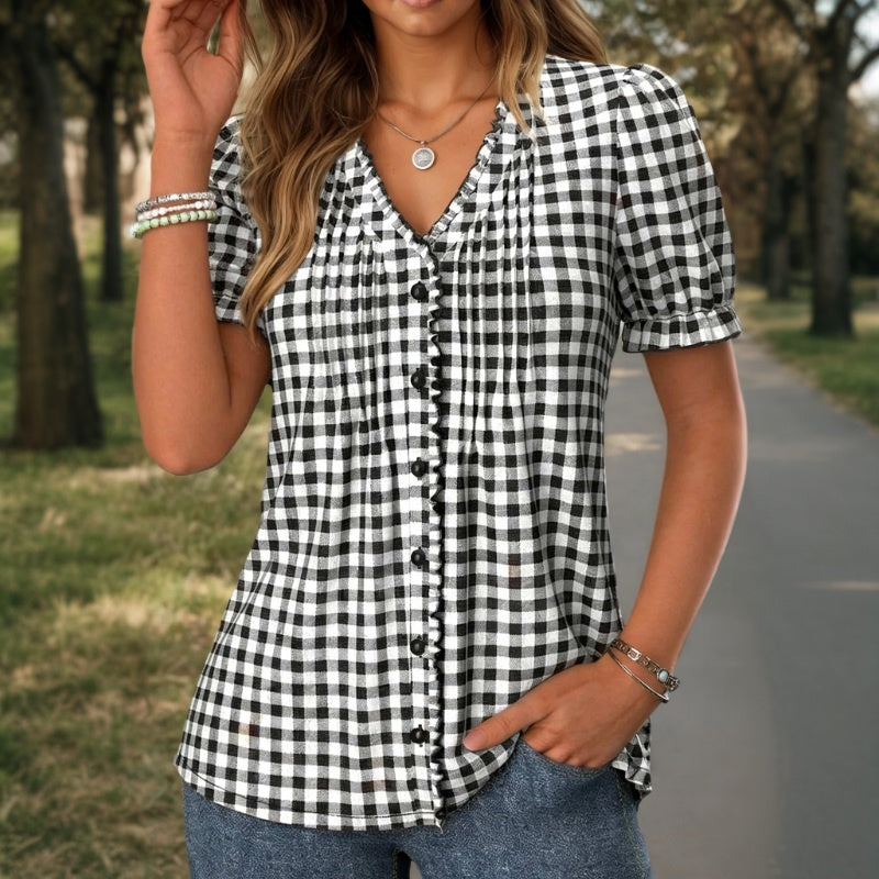 Casual Geruite Blouse