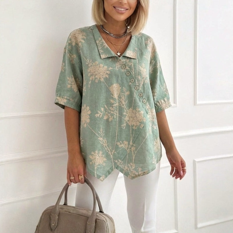 Vintage Blouse Met Onregelmatige Snit