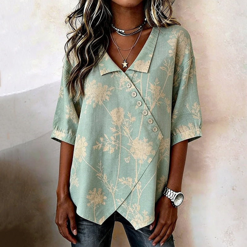 Vintage Blouse Met Onregelmatige Snit