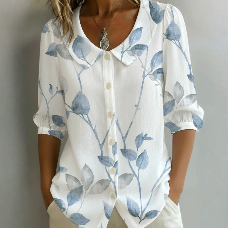 Casual Blouse Met Bladprint