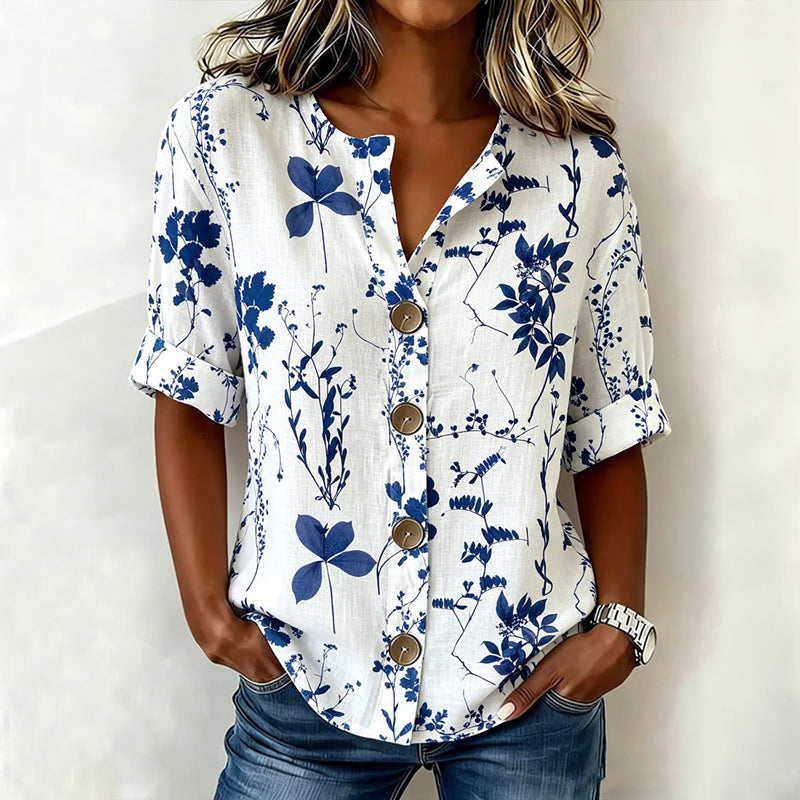 Floral Button-Up Blouse