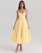 Antonia – Satin Midi Dress with Tulle Skirt