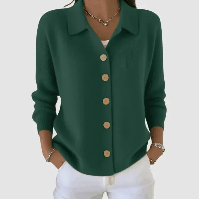Women’s Collared Button-Up Knitted Cardigan