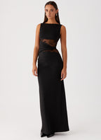 Eliana – Figure Flattering Maxi Dress with Subtle Cutouts and Delicate Lacing