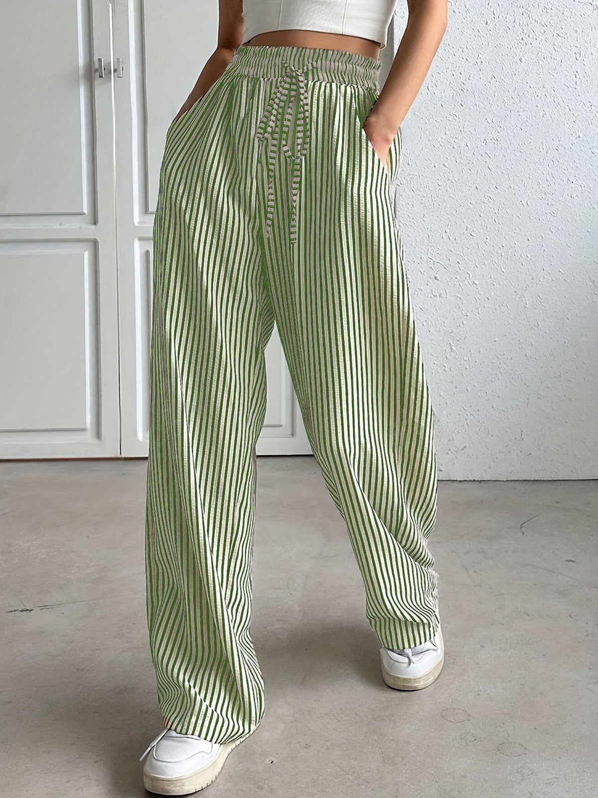 Hollis – Wide-Leg Striped Trousers