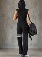 Danielle - Retro Sports Jumpsuit with Hood and Stripes