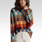 Women’s Oversized Check Roll-Neck Jumper