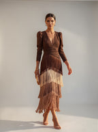 Felicity | Tiered Fringe Wrap Midi Dress