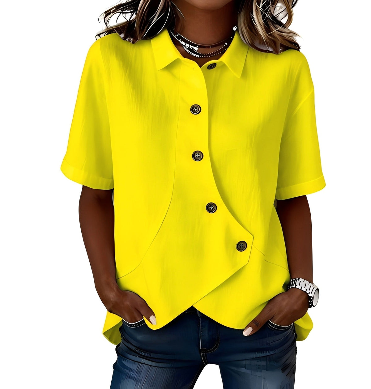 Women’s Linen-Blend Short-Sleeve Shirt