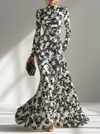 Elara – Black and White Wrap Dress