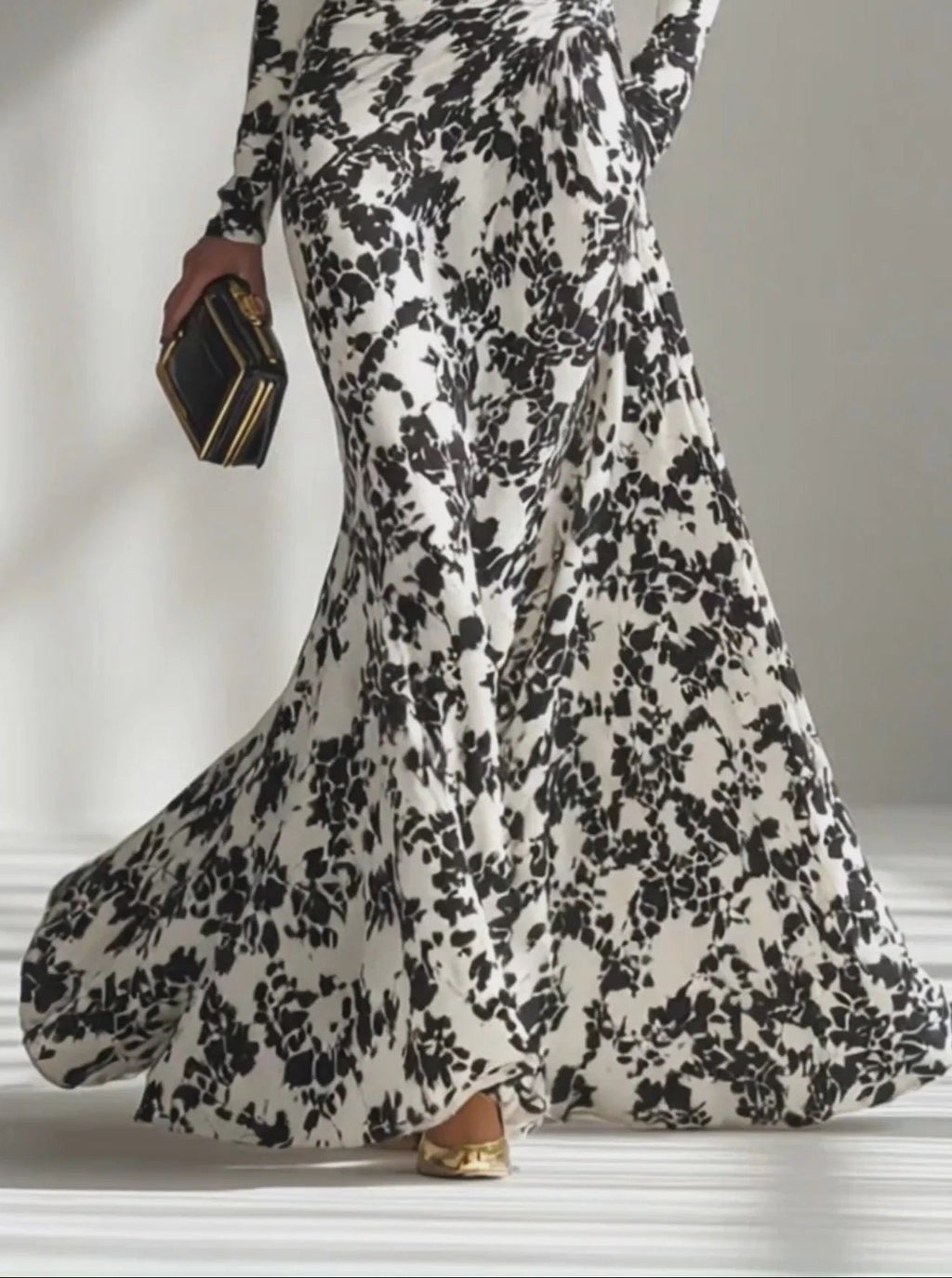 Elara – Black and White Wrap Dress