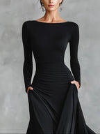 Adele – Black Crepe Maxi Dress
