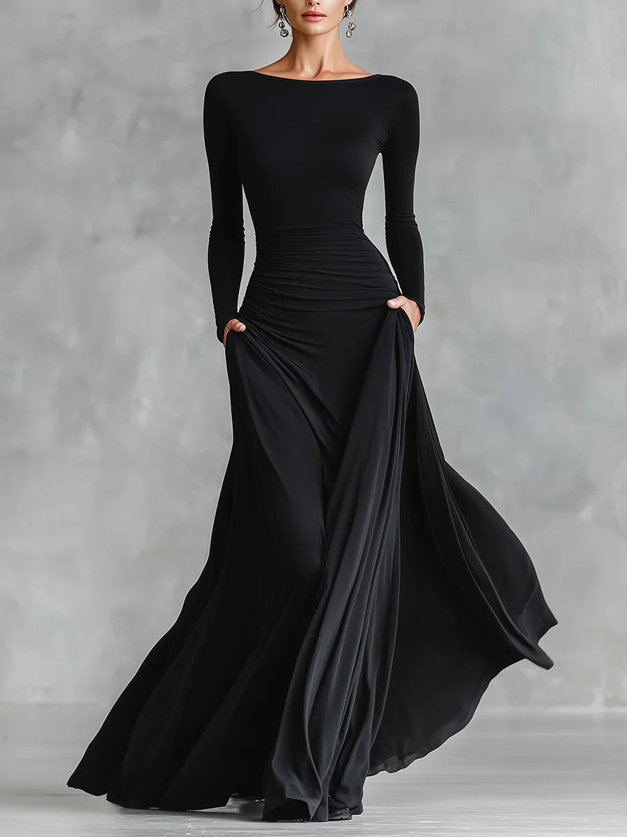 Adele – Black Crepe Maxi Dress