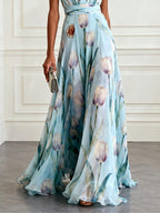 Lavinia | Tulip Print Chiffon Maxi Dress