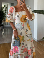 Eveline - Romantic Floral Midi Dress