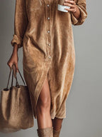 Elowen - Loose Corduroy Midi Dress