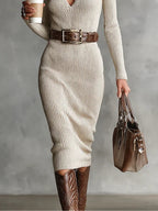 Diana - Knitted Midi Dress with Belt