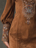 Viola – Embroidered Suede Mini Dress
