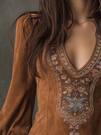 Viola – Embroidered Suede Mini Dress