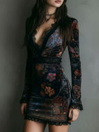 Tallis – Floral Velvet Mini Dress