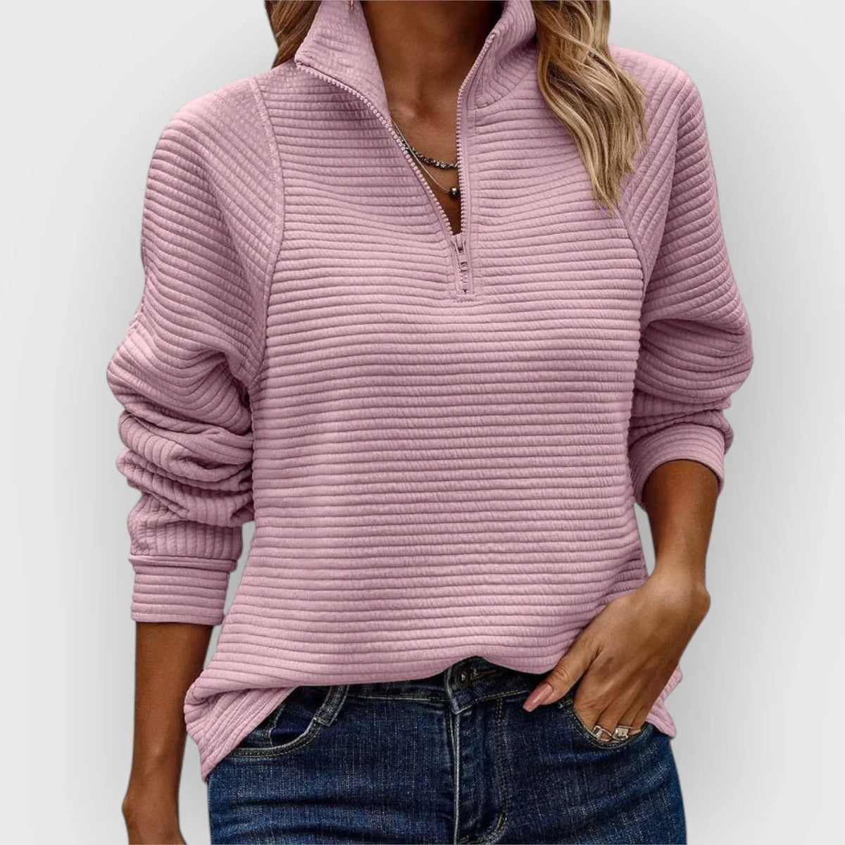 Women’s Ribbed Half-Zip Pullover Sweater