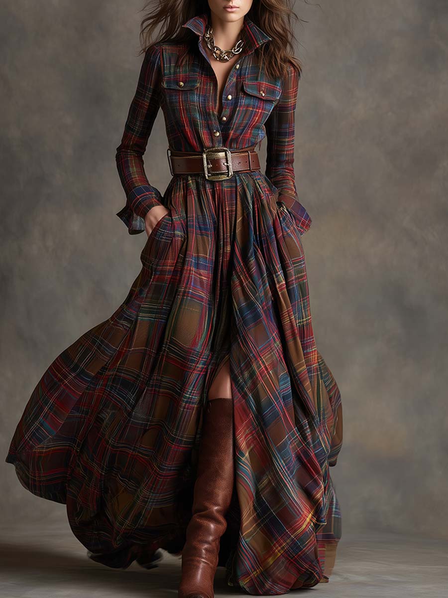 Jessica – Maxi Shirt Dress with Classic Checks