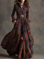 Jessica – Maxi Shirt Dress with Classic Checks