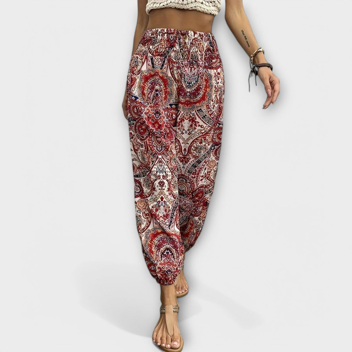 Scarlett - Pants with Ethnic Graphic Print