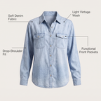 CELESTE BUTTON DENIM TOP