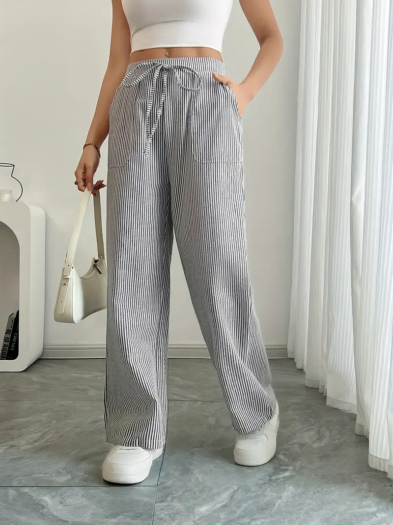 Alina™ | Elegant Striped Trousers with Pockets