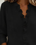 Women’s Ruffle-Front Long-Sleeve Blouse