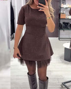 Harper – Shimmering Mesh Patchwork Dress