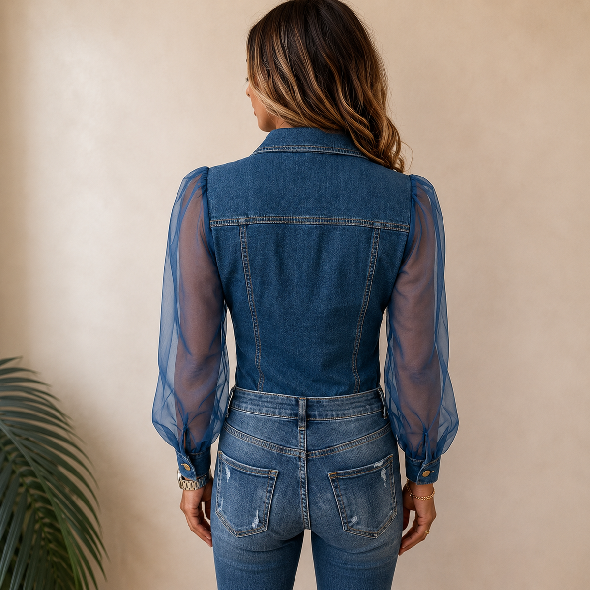 Amelie | Stylish Denim-Look Blouse