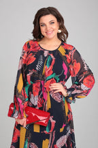 Aria – Modern Floral Midi Dress