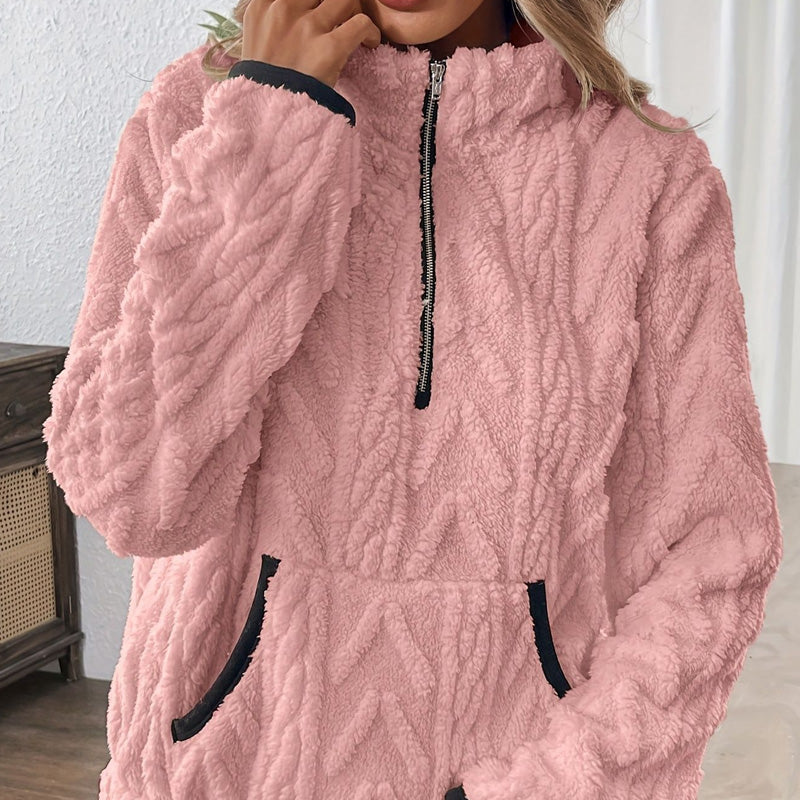 Gemma – Fluffy Half-Zip Sweatshirt